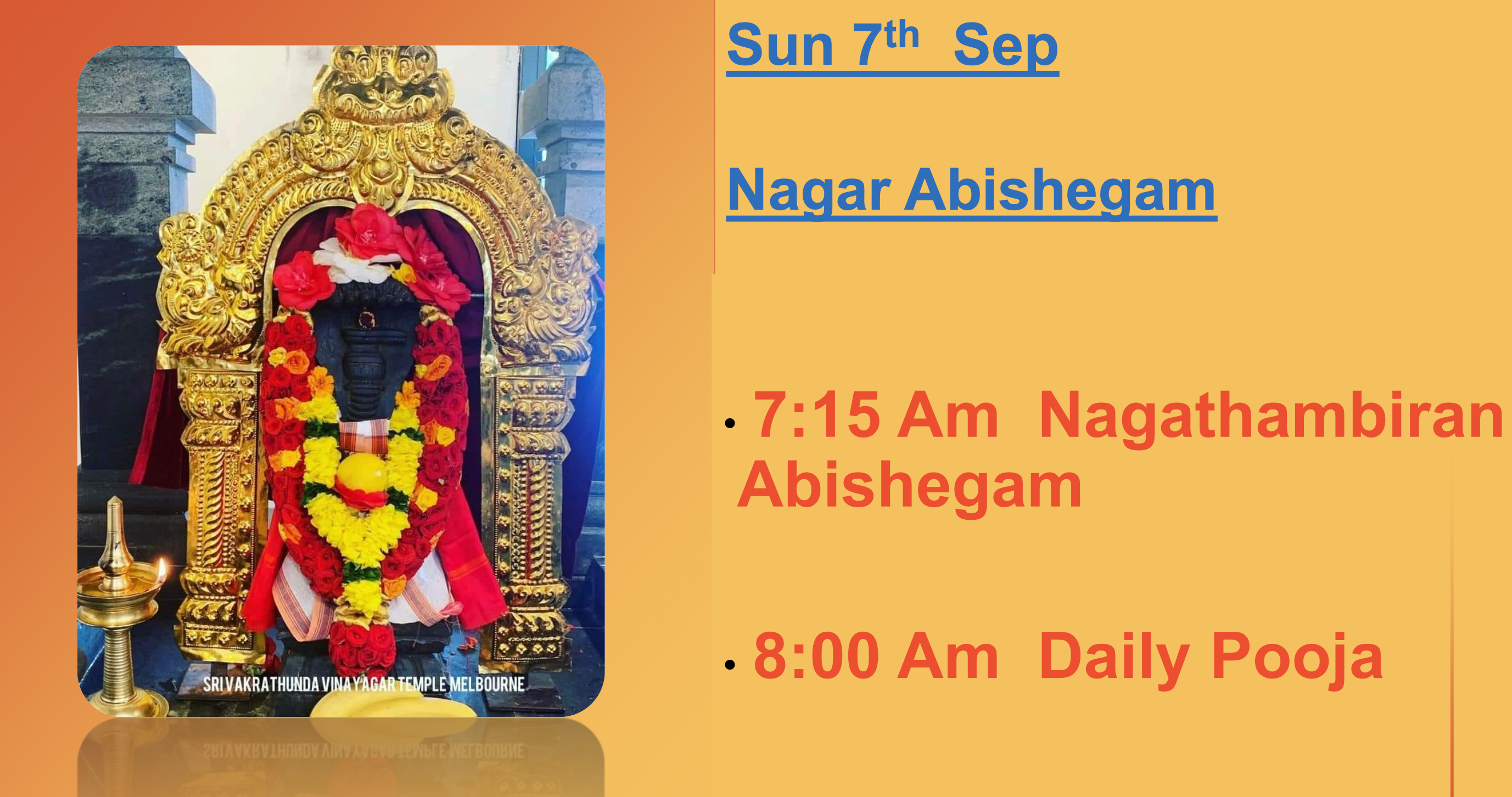 Sun 7th Sep – NagarAbishegam